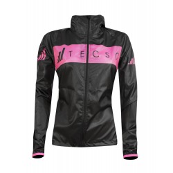 Funkčná bežecká bunda so zipsom a kapucou TECSO RAIN WIND JACKET čierno fuchsia