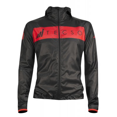 Top functional running jacket TECSO RAIN WIND JACKET black red