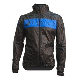 Funkčná bežecká bunda so zipsom a kapucou TECSO RAIN WIND JACKET čierno modrá