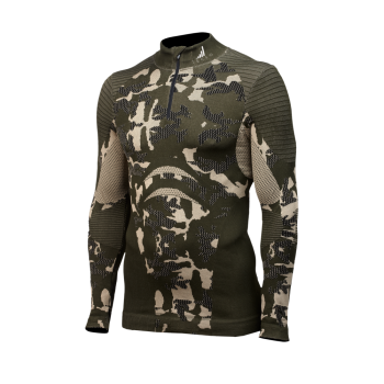 TECSO poľovnícke termo tričko bezšvové extra teplé s dlhými rukávmi a chráneným zipsom