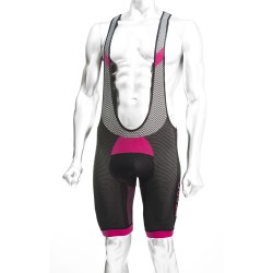 Bike salopette TECSO - cyklo krátke šortky na prechodné obdobie čierno fuxia